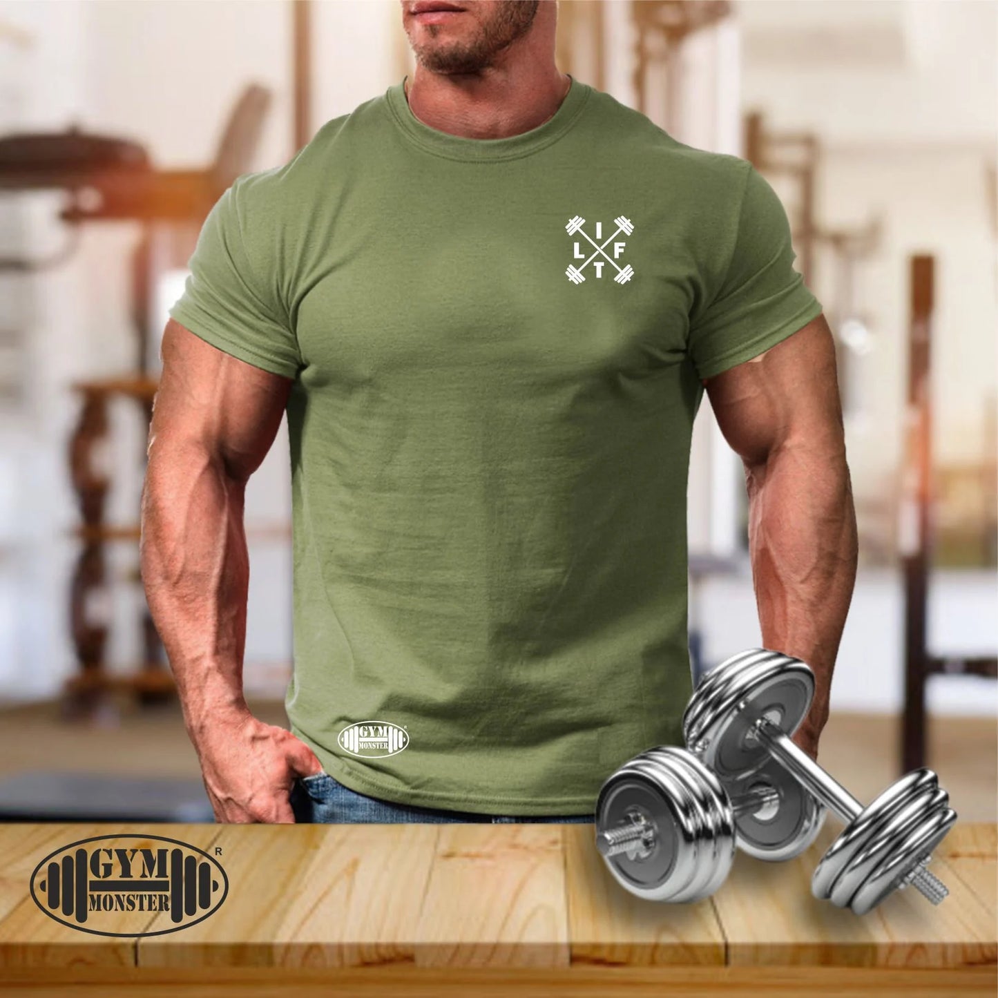 Lift T Shirt Pocket Gym Clothing Bodybuilding Weight Training Workout Exercise Boxing MMA Weight Lifting Dumbells Gym Monster Men Tee Top