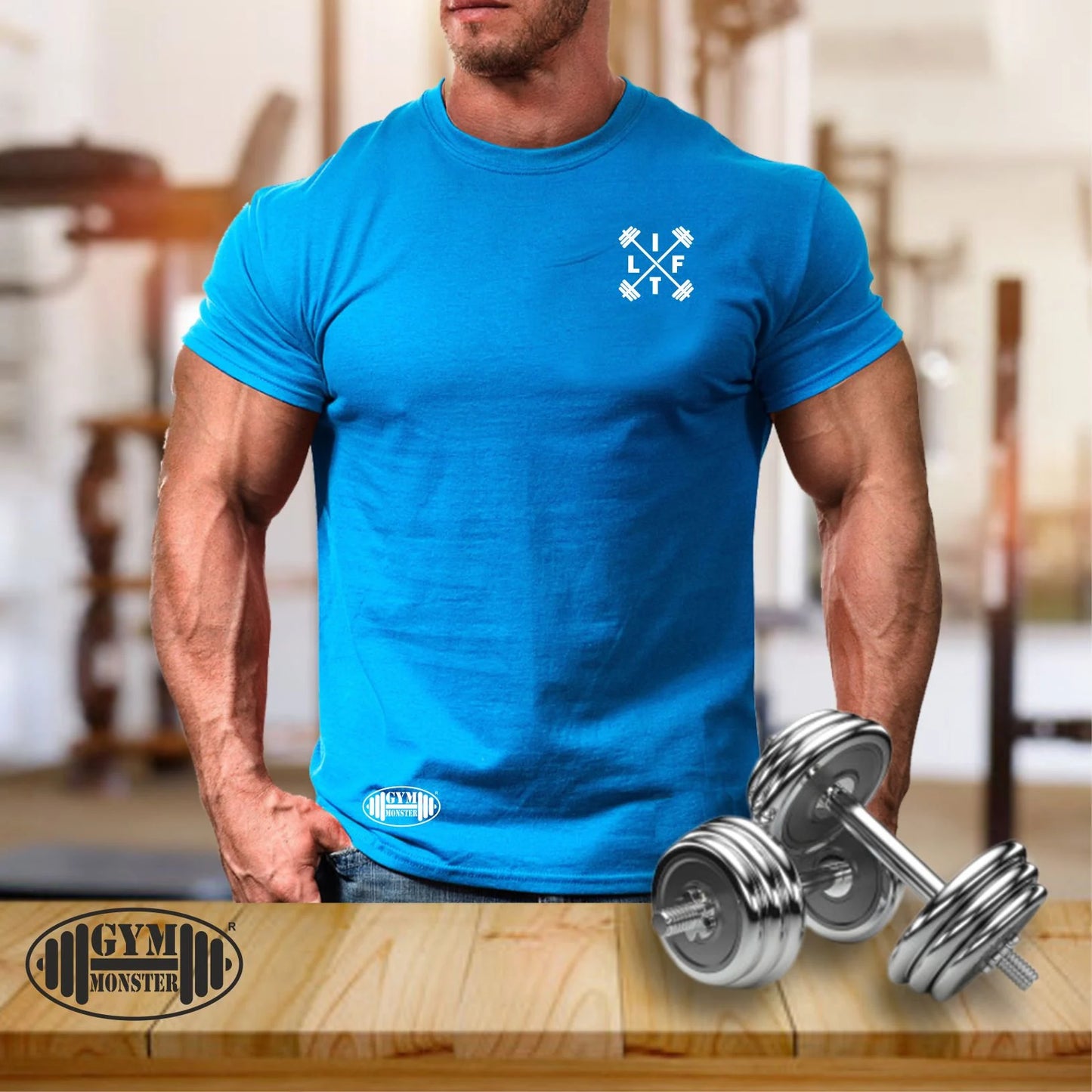 Lift T Shirt Pocket Gym Clothing Bodybuilding Weight Training Workout Exercise Boxing MMA Weight Lifting Dumbells Gym Monster Men Tee Top