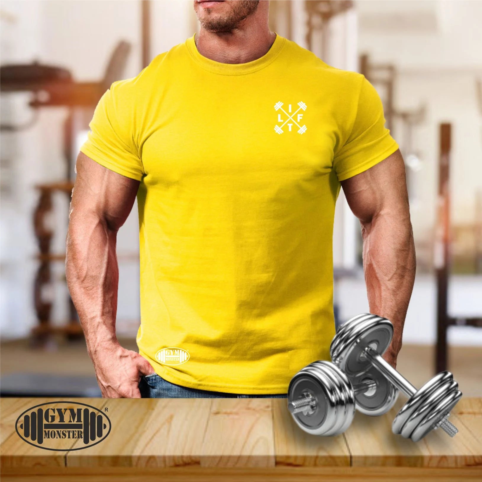 Lift T Shirt Pocket Gym Clothing Bodybuilding Weight Training Workout Exercise Boxing MMA Weight Lifting Dumbells Gym Monster Men Tee Top